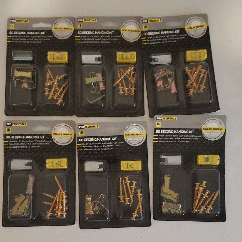 Pro Essentials 60 Second Hanging Kit Picture Hangers 15pc w/ Bubble Level